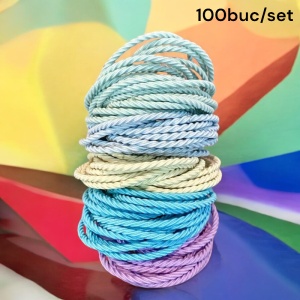 Elastic de par, set 100 bucati, model minimalist creativ, tematica lovely hairstyle, albastru mixt - Img 3