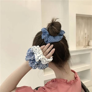 Elastic de par, set 5 bucati, model versatil, combinatii cute, imprimeu haios, tematica fashion lady, albastru inchis - Img 4
