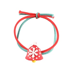 Elastic par pentru copii, model Craciun, rosu, cu accesoriu clopotel cu steluta
