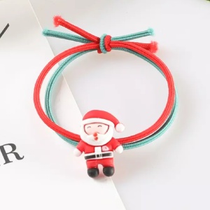 Elastic par pentru copii, model Craciun, rosu cu alb, cu accesoriu Mos Craciun - Img 2
