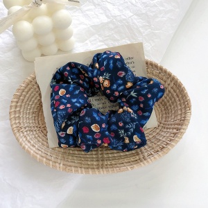 Elastic pentru par, albastru cu imprimeu floral - Img 2