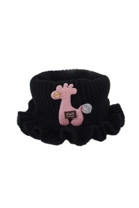 Fular copii, tip guler rulat, model girafa, negru