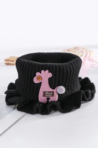 Fular copii, tip guler rulat, model girafa, negru - Img 3