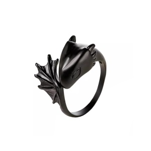 Inel dama, model dragon, negru, reglabil, marime universala