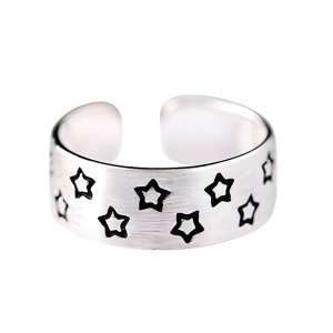 Inel unisex, model delicat cu stelute multiple, tematica night sky, reglabil, argintiu