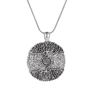 Lant cu pandantiv tree of life, model viking mithology, tematica universe paralele, unisex, argintiu,