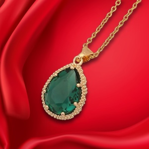 Lant dama, pandantiv cristal elegant, model royal, tematica I love fashion, verde - Img 4