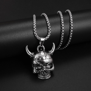 Lant luptator viking, model valhalla dead skull, unisex, argintiu, - Img 3