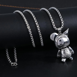 Lant, model robotel animat, pandantiv monstrulet hazliu, corp mobil, unisex, argintiu, - Img 3