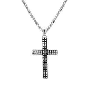 Lant unisex, pandantiv cruce, model minimalist special, tematica believer, argintiu,