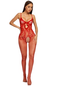 Lenjerie erotica costum sexy, din plasa, rosu