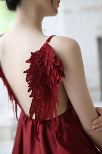Lenjerie sexy dama, rochie scurta cu decolteu in V, model cu aripi de inger, tematica I’m your angel, rosie - Img 3