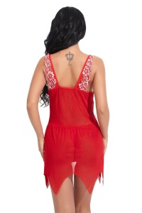 Lenjerie sexy tip neglijeu cu dantela, rosie - Img 2