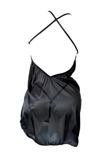 Lenjerie sexy tip neglijeu din satin negru - Img 2