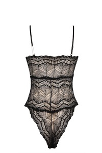 Lenjerie tip body sexy, inchidere cu snur la decolteu, negru - Img 2