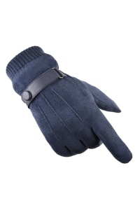 Manusi barbati, model calduros cu manseta dubla, captuseala calduroasa, tematica men winter essentials, marime universala, albastru marin - Img 4