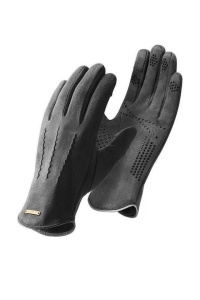 Manusi barbati, model clasic, cusaturi pronuntate, delatiu de contrast la manseta, tematica fashion winter, marime universala, gri