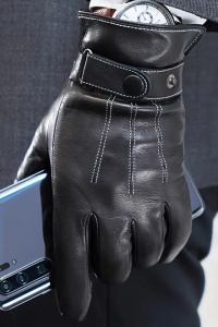 Manusi barbati, model masculin, prindere cu capse reglabila, tematica business style, marime universala, negre - Img 3
