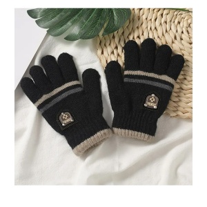 Manusi copii, model chic cu manseta elastica, tematica classy winter, marime 8 – 10 ani, negre - Img 2