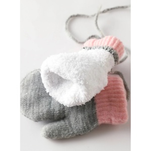 Manusi cu snur pentru copii, model calduros si vesel, tematica happy baby, marime 1 – 3 ani, gri - Img 4
