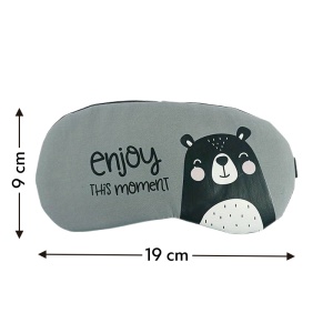 Masca de dormit, model cu animalute cute, rezerva cu gel, prindere elastica, tematica enjoy the moment, unisex, gri - Img 4