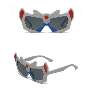 Ochelari de soare pentru baieti, model spirit de razboinic, tematica armura transformers, marime universala, gri deschis - Img 3