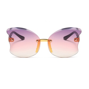 Ochelari de soare pentru copii, model pentru fetite fluturas, gradient, marime universala, roz - Img 2