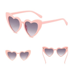 Ochelari de soare pentru copii, model pentru fetite inimioara cute, marime universala, roz inchis - Img 2