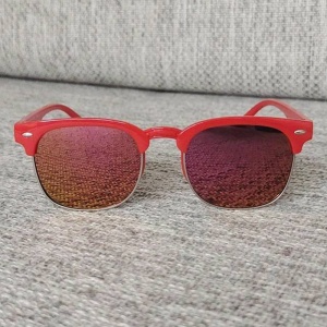 Ochelari de soare pentru copii, unisex, model casual elegant, tematica fashion summer, marime universala, rosii - Img 3