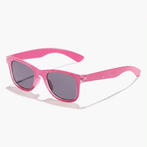 Ochelari de soare pentru copii, unisex, model clasic cu rama in culori vesele, tematica chill summer, marime universala, roz deschis
