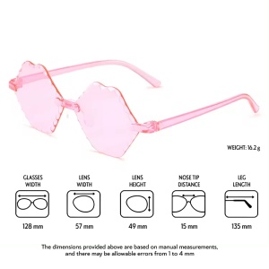 Ochelari de soare pentru copii, unisex, model cool unicat, tematica lips don't lie, marime universala, roz - Img 3