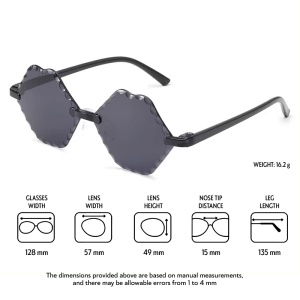 Ochelari de soare pentru copii, unisex, model cool unicat, tematica lips don't lie, marime universala, negri - Img 3