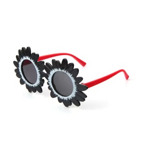 Ochelari de soare pentru copii, unisex, model cu floarea soarelui, tematica beautiful sun flower, marime universala, negri