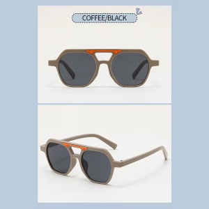 Ochelari de soare pentru copii, unisex, model cu rama chic, detaliu de contrast, tematica cool summer, marime universala, gri - Img 3