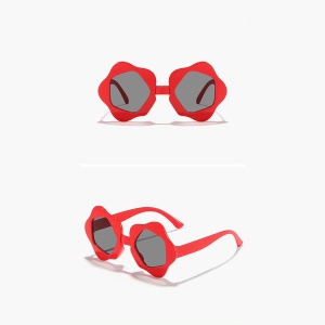 Ochelari de soare pentru copii, unisex, model cu rama cool, tematica perfect summer, marime universala, rosii - Img 3
