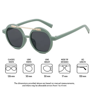 Ochelari de soare pentru copii, unisex, model cu rama fashion, cu accesoriu cool nerdy, tematica party summer, marime universala, verzi - Img 4