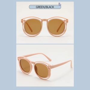 Ochelari de soare pentru copii, unisex, model cu rama fashion, tematica cozy summer, marime universala, roz - Img 3
