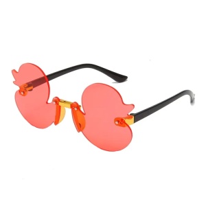 Ochelari de soare pentru copii, unisex, model cu ratuste, tematica Ducky the fancy duck, marime universala, portocalii