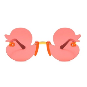 Ochelari de soare pentru copii, unisex, model cu ratuste, tematica Ducky the fancy duck, marime universala, portocalii - Img 2