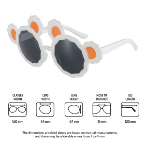 Ochelari de soare pentru copii, unisex, model cu urechi de ursulet, tematica fashion teddy, marime universala, albi - Img 4