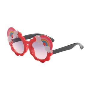 Ochelari de soare pentru copii, unisex, model curcubeu cu accesorii, marime universala, rosii