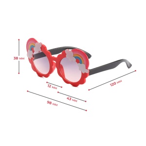 Ochelari de soare pentru copii, unisex, model curcubeu cu accesorii, marime universala, rosii - Img 2