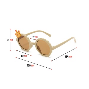 Ochelari de soare pentru copii, unisex, model printi si printese, marime universala, bej - Img 3