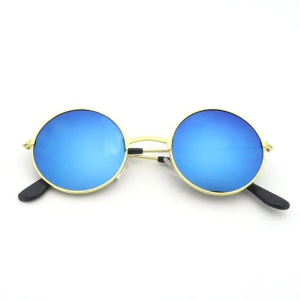 Ochelari de soare pentru copii, unisex, model retro, marime universala, albastri - Img 3