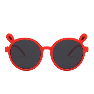 Ochelari de soare pentru copii, unisex, model vesel cu accesorii urechiuse, marime universala, rosii - Img 2