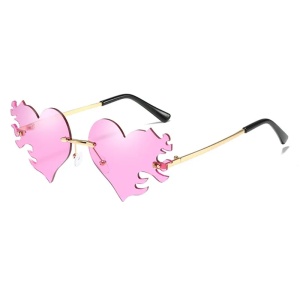 Ochelari de soare pentru femei, model hot cu inimioara, tematica let's party, marime universala, roz