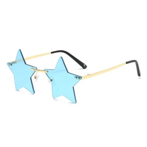 Ochelari de soare pentru femei, model super cool cu stea, tematica new star in town, marime universala, albastru deschis