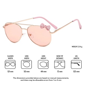 Ochelari de soare pentru fetite, model delicat accesorizat cu fundita, tematica mica printesa, marime universala, roz - Img 4