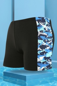 Pantaloni scurti de baie tip boxeri, barbati, imprimeu rechini, uscare rapida, albastru - Img 2