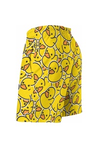 Pantaloni scurti de baie tip sort, barbati, imprimeu ratusca jucausa crazy duck, uscare rapida, galben - Img 3
